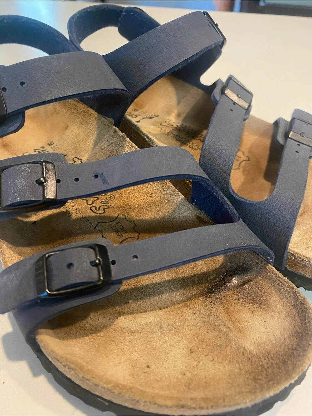 BIRKENSTOCK BIRKI’S ELLICE SLINGBACK SANDAL THREE STRAP BUCKLE NAVY SZ 38